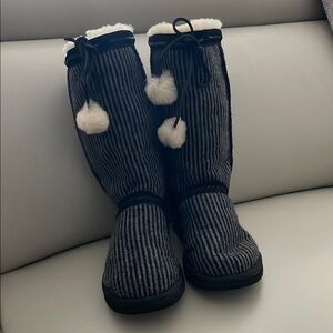 Striped Black and White Winter Boots